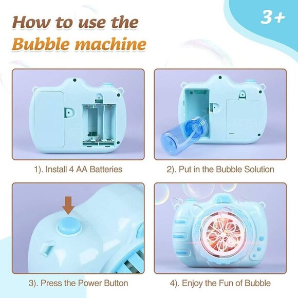 Bubble Machine Toys for Kids, Camera Bubble Maker - Picture 6 of 7